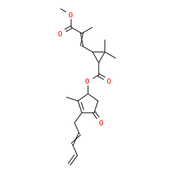 ChemSpider 2D Image | 2-Methyl-4-oxo-3-(2,4-pentadien-1-yl)-2-cyclopenten-1-yl 3-(3-methoxy-2-methyl-3-oxo-1-propen-1-yl)-2,2-dimethylcyclopropanecarboxylate | C22H28O5