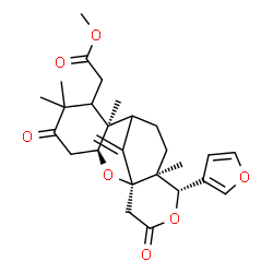 ChemSpider 2D Image | Methyl [(1S,3S,8R,12S,13S)-13-(3-furyl)-6,6,8,12-tetramethyl-17-methylene-5,15-dioxo-2,14-dioxatetracyclo[7.7.1.0~1,12~.0~3,8~]heptadec-7-yl]acetate | C27H34O7