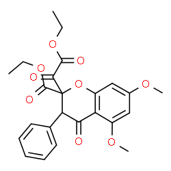 ChemSpider 2D Image | Ethyl 2-[ethoxy(oxo)acetyl]-5,7-dimethoxy-4-oxo-3-phenyl-2-chromanecarboxylate | C24H24O9