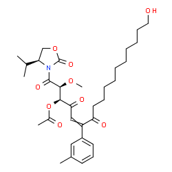 ChemSpider 2D Image | (2S,3S)-17-Hydroxy-1-[(4S)-4-isopropyl-2-oxo-1,3-oxazolidin-3-yl]-2-methoxy-6-(3-methylphenyl)-1,4,7-trioxo-5-heptadecen-3-yl acetate | C33H47NO9