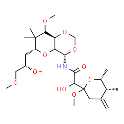 ChemSpider 2D Image | 2-Hydroxy-N-{(4S,6R,8aR)-6-[(2S)-2-hydroxy-3-methoxypropyl]-8-methoxy-7,7-dimethylhexahydropyrano[3,2-d][1,3]dioxin-4-yl}-2-[(5R,6R)-2-methoxy-5,6-dimethyl-4-methylenetetrahydro-2H-pyran-2-yl]acetamid
e | C25H43NO10