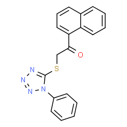 ChemSpider 2D Image | 1-(1-Naphthyl)-2-[(1-phenyl-1H-tetrazol-5-yl)sulfanyl]ethanone | C19H14N4OS