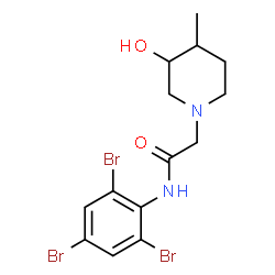 ChemSpider 2D Image | 2-(3-Hydroxy-4-methyl-1-piperidinyl)-N-(2,4,6-tribromophenyl)acetamide | C14H17Br3N2O2