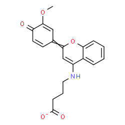ChemSpider 2D Image | 4-{[2-(3-Methoxy-4-oxo-2,5-cyclohexadien-1-ylidene)-2H-chromen-4-yl]amino}butanoate | C20H18NO5