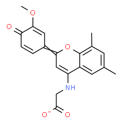 ChemSpider 2D Image | {[2-(3-Methoxy-4-oxo-2,5-cyclohexadien-1-ylidene)-6,8-dimethyl-2H-chromen-4-yl]amino}acetate | C20H18NO5