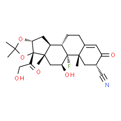 ChemSpider 2D Image | 2?-cyano-9?-fluoro-11?,21-dihydroxy-16?,17?-isopropylidenedioxy-4-pregnene-3,20-dione | C25H32FNO6
