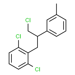 ChemSpider 2D Image | 1,3-Dichloro-2-[3-chloro-2-(3-methylphenyl)propyl]benzene | C16H15Cl3