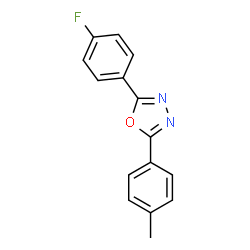 ChemSpider 2D Image | 2-(4-Fluorophenyl)-5-(4-methylphenyl)-1,3,4-oxadiazole | C15H11FN2O