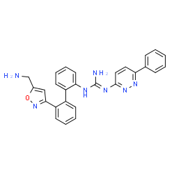 ChemSpider 2D Image | 1-{2'-[5-(Aminomethyl)-1,2-oxazol-3-yl]-2-biphenylyl}-2-(6-phenyl-3-pyridazinyl)guanidine | C27H23N7O
