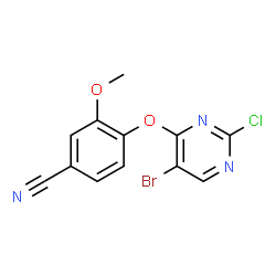 ChemSpider 2D Image | 4-[(5-Bromo-2-chloro-4-pyrimidinyl)oxy]-3-methoxybenzonitrile | C12H7BrClN3O2