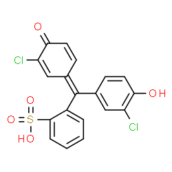 ChemSpider 2D Image | 2-[(Z)-(3-Chloro-4-hydroxyphenyl)(3-chloro-4-oxo-2,5-cyclohexadien-1-ylidene)methyl]benzenesulfonic acid | C19H12Cl2O5S