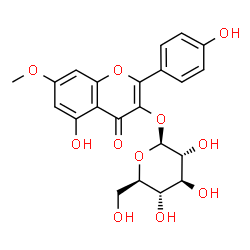 ChemSpider 2D Image | 5-Hydroxy-2-(4-hydroxyphenyl)-7-methoxy-4-oxo-4H-chromen-3-yl beta-D-glucopyranoside | C22H22O11
