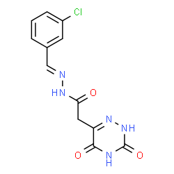 ChemSpider 2D Image | N'-[(E)-(3-Chlorophenyl)methylene]-2-(3,5-dioxo-2,3,4,5-tetrahydro-1,2,4-triazin-6-yl)acetohydrazide | C12H10ClN5O3