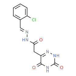 ChemSpider 2D Image | N'-[(E)-(2-Chlorophenyl)methylene]-2-(3,5-dioxo-2,3,4,5-tetrahydro-1,2,4-triazin-6-yl)acetohydrazide | C12H10ClN5O3