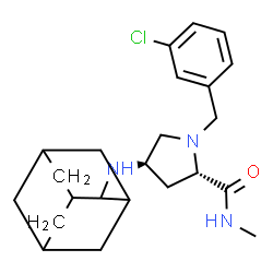 ChemSpider 2D Image | (4R)-4-(Adamantan-2-ylamino)-1-(3-chlorobenzyl)-N-methyl-L-prolinamide | C23H32ClN3O