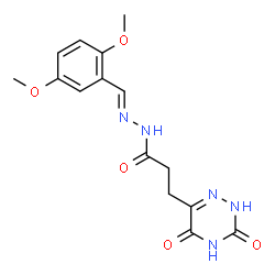 ChemSpider 2D Image | N'-[(E)-(2,5-Dimethoxyphenyl)methylene]-3-(3,5-dioxo-2,3,4,5-tetrahydro-1,2,4-triazin-6-yl)propanehydrazide | C15H17N5O5