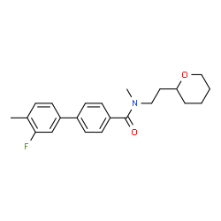ChemSpider 2D Image | 3'-Fluoro-N,4'-dimethyl-N-[2-(tetrahydro-2H-pyran-2-yl)ethyl]-4-biphenylcarboxamide | C22H26FNO2