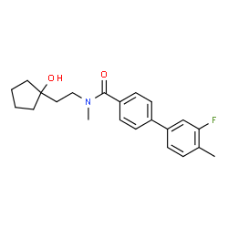 ChemSpider 2D Image | 3'-Fluoro-N-[2-(1-hydroxycyclopentyl)ethyl]-N,4'-dimethyl-4-biphenylcarboxamide | C22H26FNO2