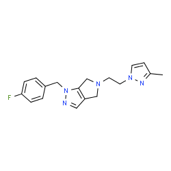 ChemSpider 2D Image | 1-(4-Fluorobenzyl)-5-[2-(3-methyl-1H-pyrazol-1-yl)ethyl]-1,4,5,6-tetrahydropyrrolo[3,4-c]pyrazole | C18H20FN5