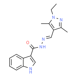 ChemSpider 2D Image | N-[(1-ethyl-3,5-dimethyl-4-pyrazolyl)methylideneamino]-1H-indole-3-carboxamide | C17H19N5O