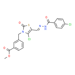 ChemSpider 2D Image | Methyl 3-{[4-chloro-5-{(E)-[(4-chlorobenzoyl)hydrazono]methyl}-2-oxo-1,3-thiazol-3(2H)-yl]methyl}benzoate | C20H15Cl2N3O4S