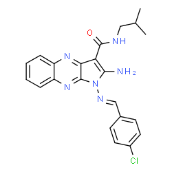 ChemSpider 2D Image | 2-Amino-1-[(E)-(4-chlorobenzylidene)amino]-N-isobutyl-1H-pyrrolo[2,3-b]quinoxaline-3-carboxamide | C22H21ClN6O