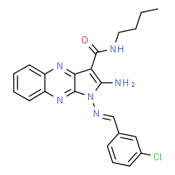 ChemSpider 2D Image | 2-Amino-N-butyl-1-[(E)-(3-chlorobenzylidene)amino]-1H-pyrrolo[2,3-b]quinoxaline-3-carboxamide | C22H21ClN6O