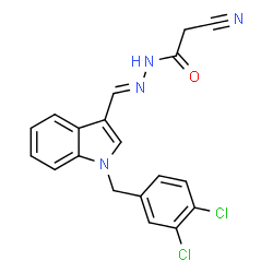 ChemSpider 2D Image | 2-Cyano-N'-{(E)-[1-(3,4-dichlorobenzyl)-1H-indol-3-yl]methylene}acetohydrazide | C19H14Cl2N4O