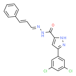 ChemSpider 2D Image | 3-(3,5-Dichlorophenyl)-N'-[(1E,2E)-3-phenyl-2-propen-1-ylidene]-1H-pyrazole-5-carbohydrazide | C19H14Cl2N4O