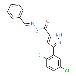 ChemSpider 2D Image | 3-(2,5-Dichlorophenyl)-N'-[(E)-phenylmethylene]-1H-pyrazole-5-carbohydrazide | C17H12Cl2N4O