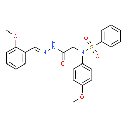ChemSpider 2D Image | N-{2-[(2E)-2-(2-Methoxybenzylidene)hydrazino]-2-oxoethyl}-N-(4-methoxyphenyl)benzenesulfonamide | C23H23N3O5S