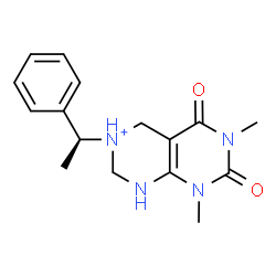 ChemSpider 2D Image | 6,8-Dimethyl-5,7-dioxo-3-[(1S)-1-phenylethyl]-1,2,3,4,5,6,7,8-octahydropyrimido[4,5-d]pyrimidin-3-ium | C16H21N4O2