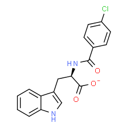 ChemSpider 2D Image | (2R)-2-[(4-Chlorobenzoyl)amino]-3-(1H-indol-3-yl)propanoate | C18H14ClN2O3