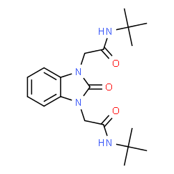 ChemSpider 2D Image | 2,2'-(2-Oxo-1H-benzimidazole-1,3(2H)-diyl)bis[N-(2-methyl-2-propanyl)acetamide] | C19H28N4O3