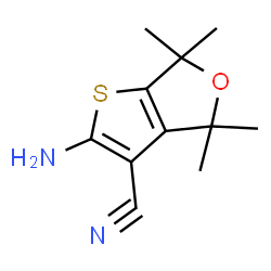 ChemSpider 2D Image | 2-Amino-4,4,6,6-tetramethyl-4,6-dihydrothieno[2,3-c]furan-3-carbonitrile | C11H14N2OS
