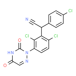 ChemSpider 2D Image | (4-Chlorophenyl)[2,6-dichloro-3-(3,5-dioxo-4,5-dihydro-1,2,4-triazin-2(3H)-yl)phenyl]acetonitrile | C17H9Cl3N4O2