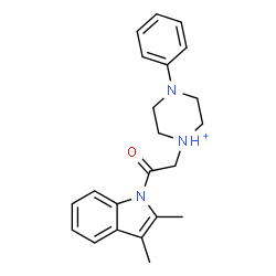 ChemSpider 2D Image | 1-[2-(2,3-Dimethyl-1H-indol-1-yl)-2-oxoethyl]-4-phenylpiperazin-1-ium | C22H26N3O