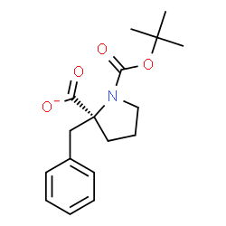 ChemSpider 2D Image | (2S)-2-Benzyl-1-{[(2-methyl-2-propanyl)oxy]carbonyl}-2-pyrrolidinecarboxylate | C17H22NO4