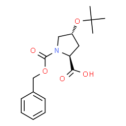 ChemSpider 2D Image | (4R)-1-[(Benzyloxy)carbonyl]-4-[(2-methyl-2-propanyl)oxy]-L-proline | C17H23NO5