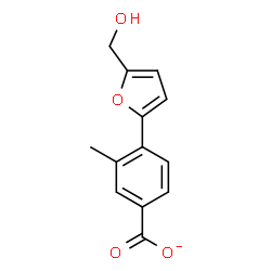 ChemSpider 2D Image | 4-[5-(Hydroxymethyl)-2-furyl]-3-methylbenzoate | C13H11O4
