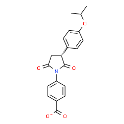 ChemSpider 2D Image | 4-[(3R)-3-(4-Isopropoxyphenyl)-2,5-dioxo-1-pyrrolidinyl]benzoate | C20H18NO5