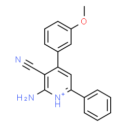 ChemSpider 2D Image | 2-Amino-3-cyano-4-(3-methoxyphenyl)-6-phenylpyridinium | C19H16N3O