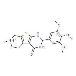 ChemSpider 2D Image | (2R)-7-Methyl-4-oxo-2-(3,4,5-trimethoxyphenyl)-1,2,3,4,5,6,7,8-octahydropyrido[4',3':4,5]thieno[2,3-d]pyrimidin-7-ium | C19H24N3O4S