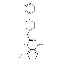ChemSpider 2D Image | 1-{2-[(2,6-Diethylphenyl)amino]-2-oxoethyl}-4-phenylpiperazin-1-ium | C22H30N3O