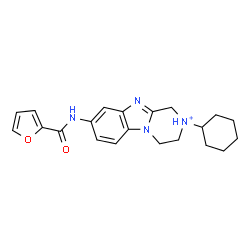 ChemSpider 2D Image | 2-Cyclohexyl-8-(2-furoylamino)-1,2,3,4-tetrahydropyrazino[1,2-a]benzimidazol-2-ium | C21H25N4O2