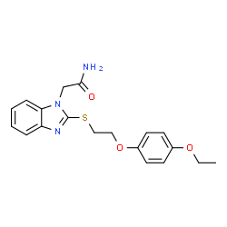 ChemSpider 2D Image | 2-(2-{[2-(4-Ethoxyphenoxy)ethyl]sulfanyl}-1H-benzimidazol-1-yl)acetamide | C19H21N3O3S