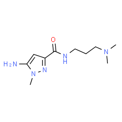 ChemSpider 2D Image | 5-Amino-N-[3-(dimethylamino)propyl]-1-methyl-1H-pyrazole-3-carboxamide | C10H19N5O