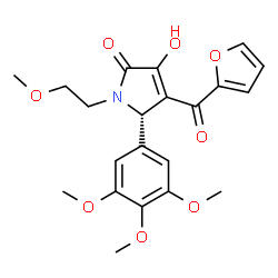 ChemSpider 2D Image | (5S)-4-(2-Furoyl)-3-hydroxy-1-(2-methoxyethyl)-5-(3,4,5-trimethoxyphenyl)-1,5-dihydro-2H-pyrrol-2-one | C21H23NO8
