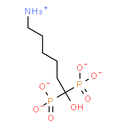 ChemSpider 2D Image | (6-Ammonio-1-hydroxy-1,1-hexanediyl)bis(phosphonate) | C6H14NO7P2