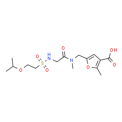 ChemSpider 2D Image | 5-{[{N-[(2-Isopropoxyethyl)sulfonyl]glycyl}(methyl)amino]methyl}-2-methyl-3-furoic acid | C15H24N2O7S